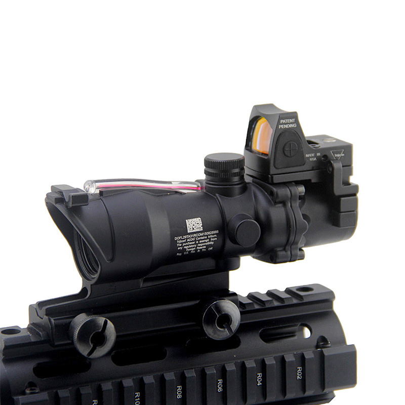 ACOG 4x32 Fiberkälla Räckvidd Röd upplyst fiberoptik Chevron Glass Etched Reticle med RMR Micro Red Dot Sight