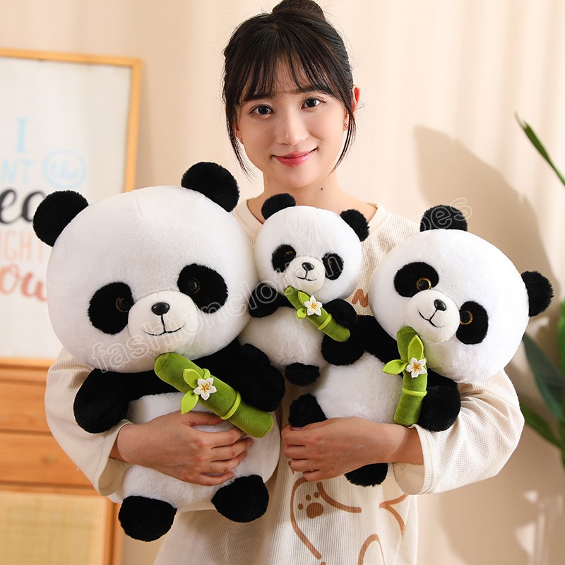 25cm Kawaii Panda Plush Toys Śliczne bambusowe panda niedźwiedzie z bambusową pluszową pluszową zabawką dla zwierząt dla dzieci prezent