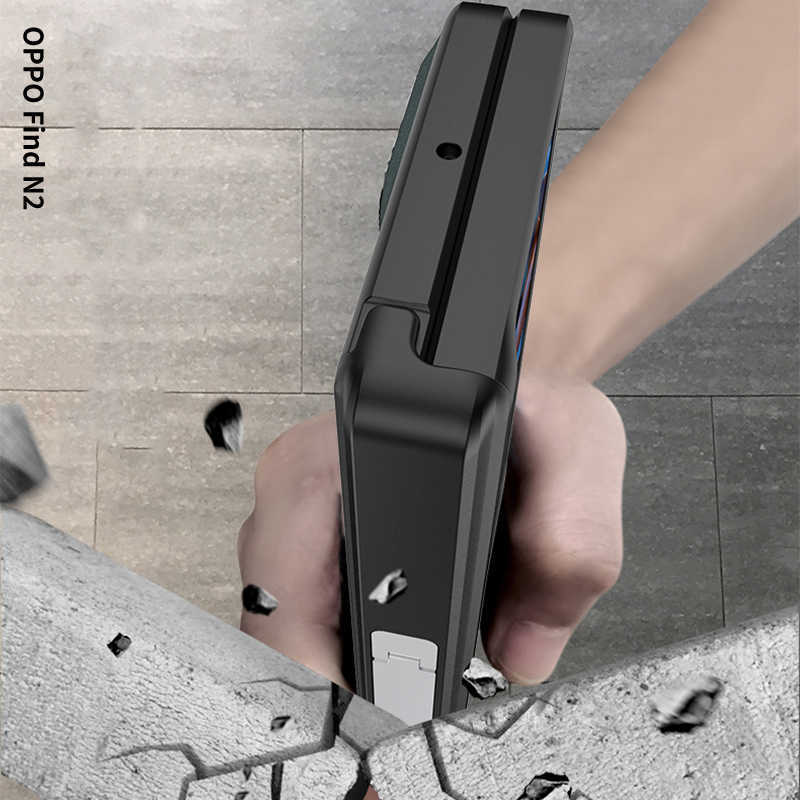 حالة لـ OPPO Find N2 Magnetic Shell Missing Brackets Side Brackets Plain Leather Hard Mobile Case Coverll230619