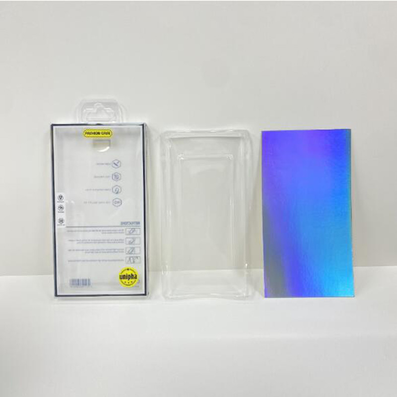 Caixa de pacote de varejo de bolha de PVC transparente para capa de celular, caixa de embalagem de papelão a laser para iphone de 4,7 a 6,7 polegadas