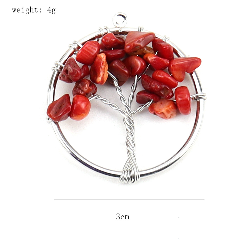 3 cm Life Tree Pendant Natural Gravel Crystal Stone Diy Halsband smycken Tillbehör utan kedja