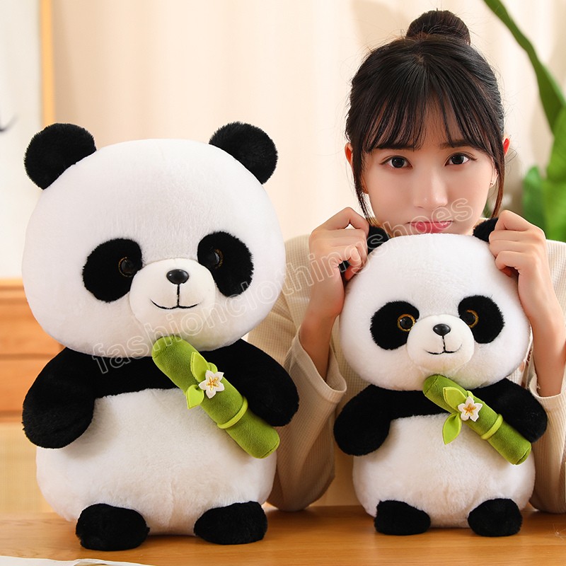 25cm Kawaii Panda Plush Toysかわいい竹のパンダクマ竹のぬいぐるみ人形詰めた動物のおもちゃを子供の贈り物