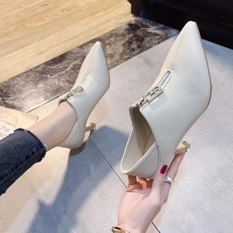 2023 chaussures habillées à talons hauts femmes luxe cristal talons hauts bout pointu sandales Sexy pompes été épais fête confortable dames Zapatos