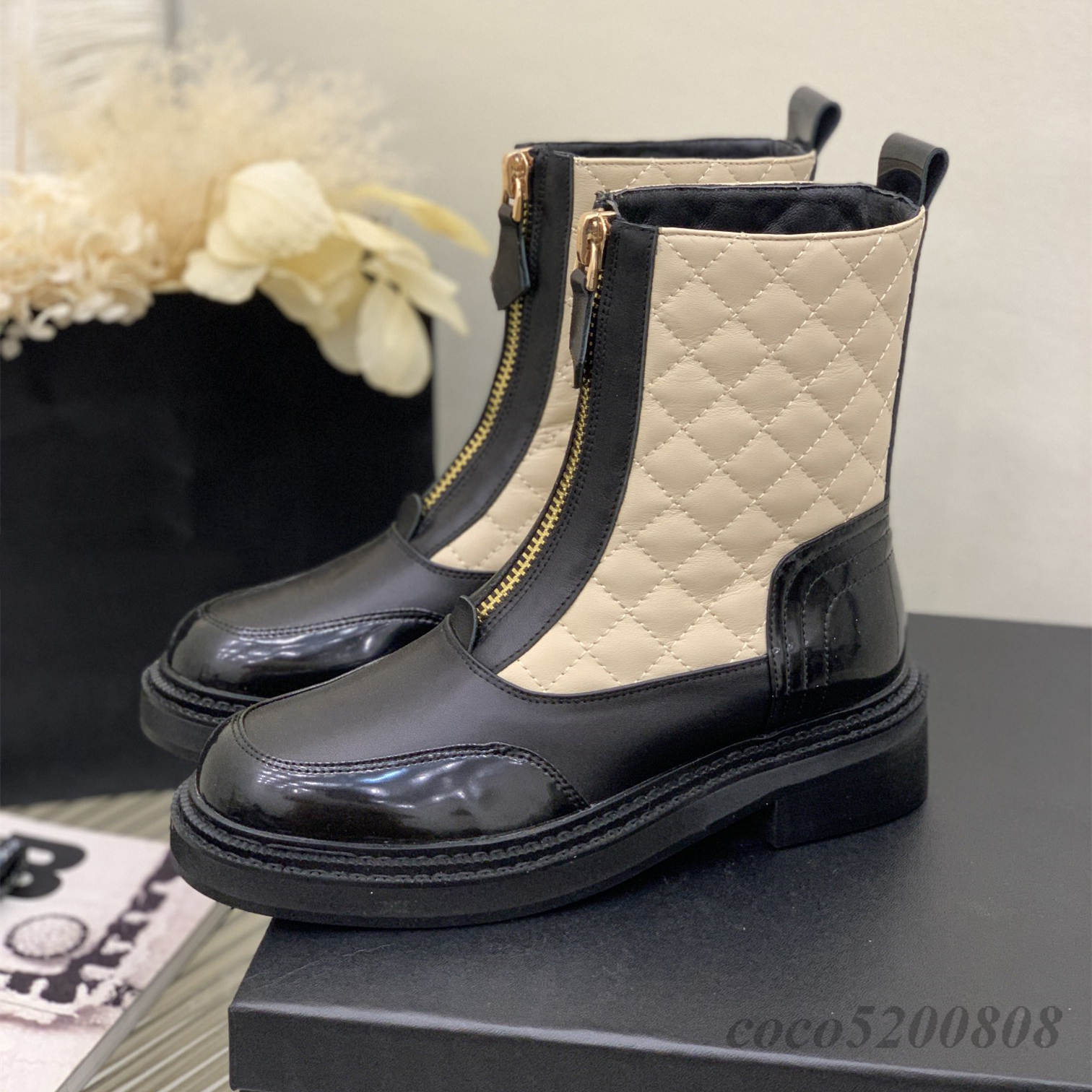 Women Ankle Boots Genuine Leather Short Boots Med Heels Ankle Boots Sewing Designer Shoes Flat Platform Autumn Combat Booties