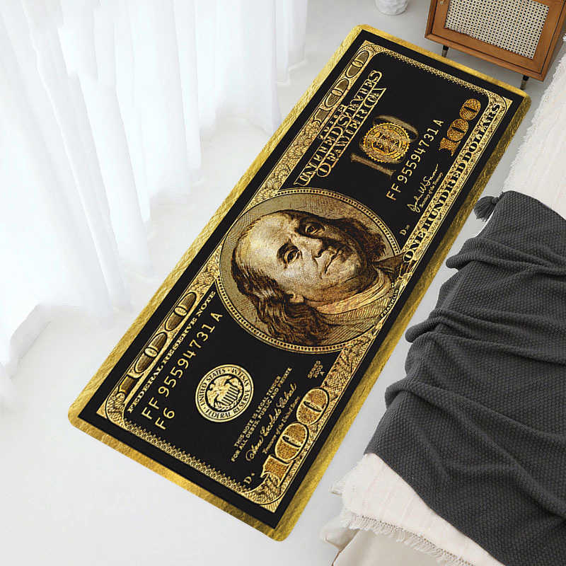 Alfombra antideslizante con patrón de dinero en dólares, Felpudo de bienvenida, decoración de dormitorio, Alfombra de pasillo, Alfombra de puerta de entrada, decoración del hogar, Alfombra L230619