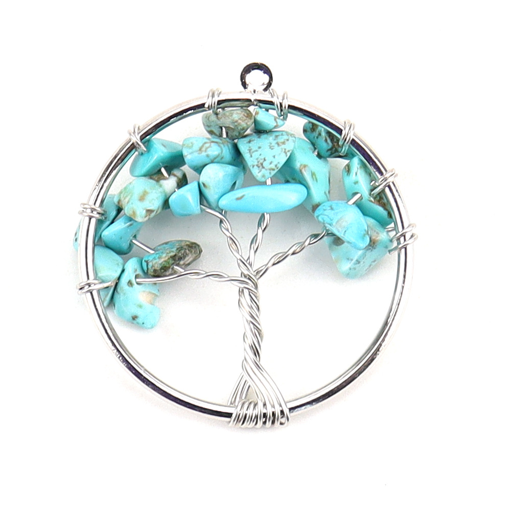 3 cm Life Tree Pendant Natural Gravel Crystal Stone Diy Halsband smycken Tillbehör utan kedja