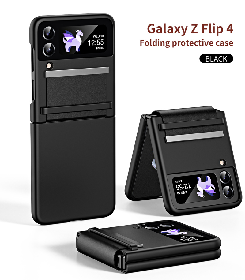 Telefonfodral för Samsung Galaxy Z Flip 4 Z Flip3-fodral med gångjärn Anti-Fall Flip Cover Hud Feeling Phone Case