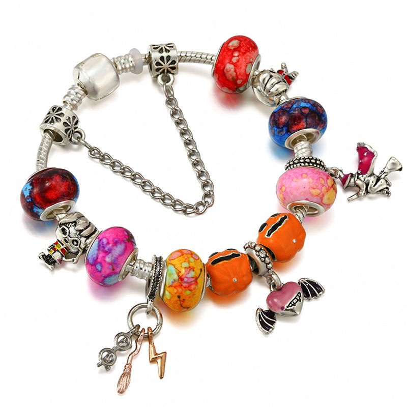 Mode 925 Sterling Silver Cartoon Harry Wings and Flight Unicorn Potter Murano Lampwork Glass Europeiska charmpärlor Dingle Fits Pandora Charm Armband Halsband