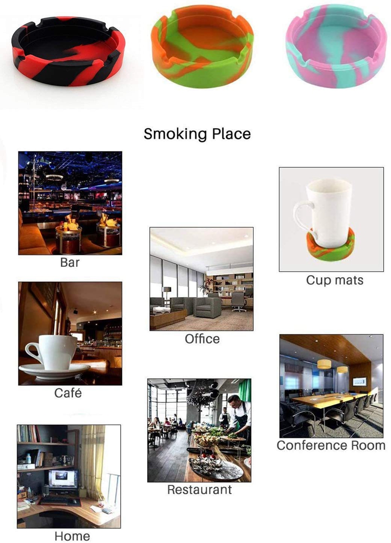 실리콘 애쉬 스트레이 고무 둥근 담배 용기 항아리 재산 트레이 담배 판결 위장 위장 원형 재산 흡연 컵 홀더 15 색 방지 방지