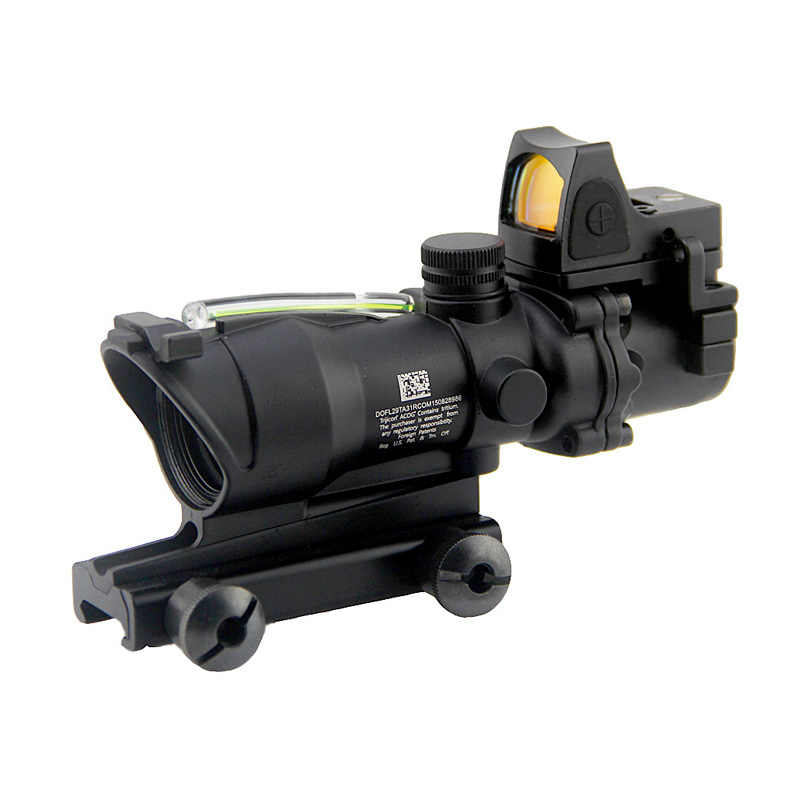 ACOG 4x32 Fiberkälla Räckvidd Röd upplyst fiberoptik Chevron Glass Etched Reticle med RMR Micro Red Dot Sight