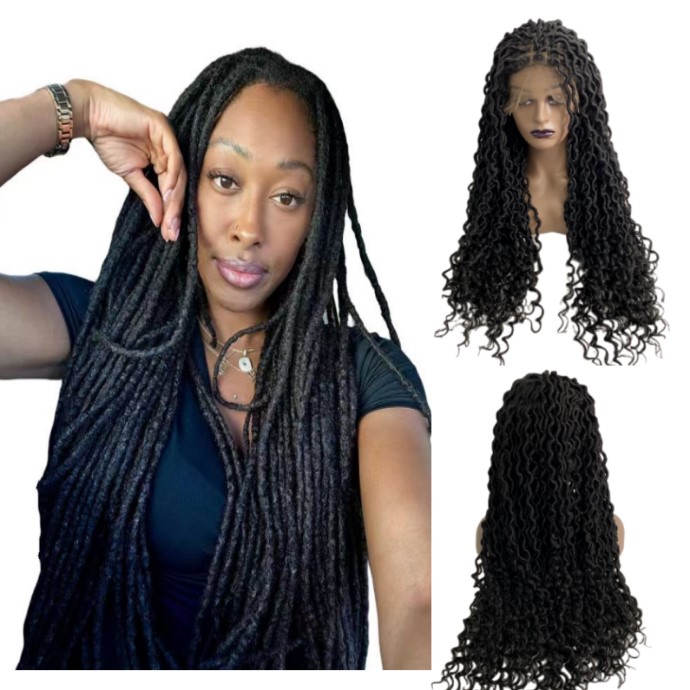 Peruca de cabelo sintético comprido de 30 polegadas cor preta ondulada macio dreadlocks 9*6 perucas frontais de renda para mulher negra