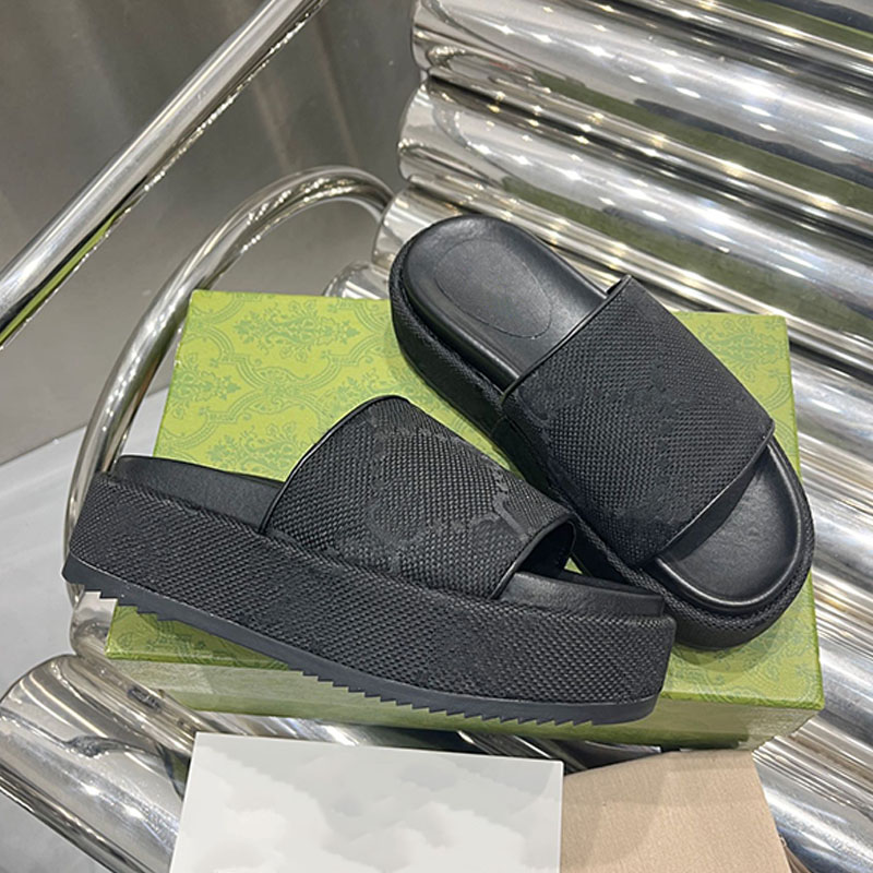 Tasarımcı Kadın Terlik Tuval Platform Konforlu Sandalet Mektup Kaplamaları Slayt Sandal tıknaz Moda Yüksekliği Artırıcı Terlikleri En Kaliteli Ayakkabı Tüm Renk