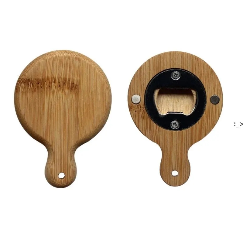 Creativo apribottiglie in legno di bambù con manico sottobicchiere frigorifero birra decorativa