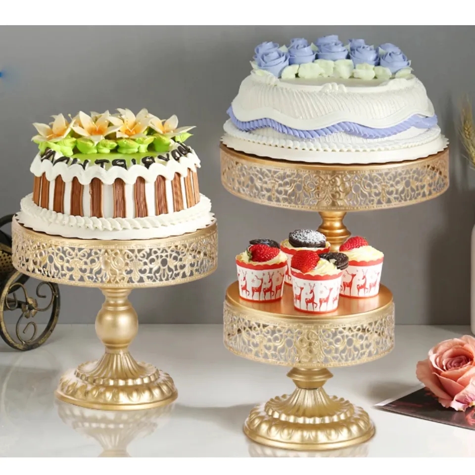 Cake Stand Dessert Cupcake Gebak Snoep Display Plaat Voetstuk Houder Ronde Metaal voor Bruiloft Evenement Verjaardagsfeestje Goud Rose zwart