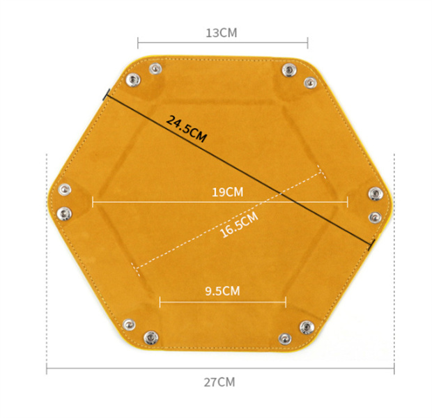 i pieghevole scatola di dadi esagonali vassoio di dadi decorativi giochi di ruolo dadi piatto decorativo di stoccaggio in pelle PU JL1226