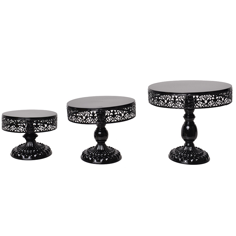 Cake Stand Dessert Cupcake Pastry Candy Display Plate Pedestal Holder Round Metal For Wedding Event Födelsedag Fest Gold Rose Black