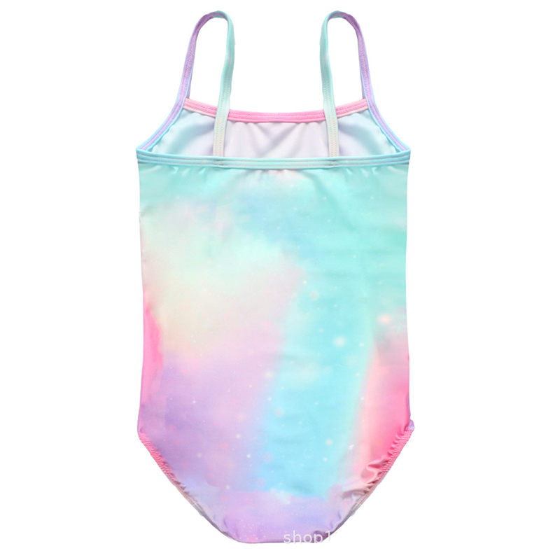 Filles arc-en-ciel licorne une pièce maillot de bain à bretelles mode fille cravate-teint bikini ensemble 2-9T enfants dessin animé sirène maillot de bain imprimé 2 style