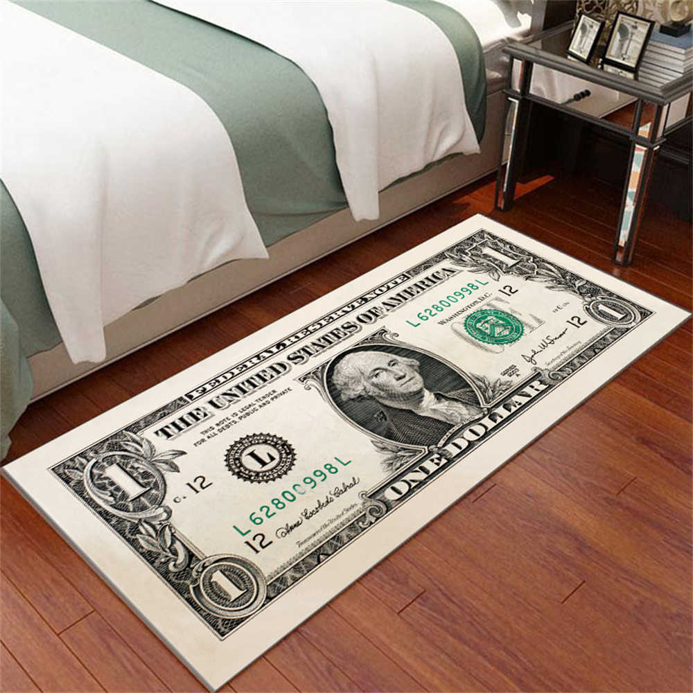 Dollaro Tappeto Denaro Tappeti Dollar Bill Runner Area Tappeto Camera Da Letto Tappeto Rettangolare Bovindo Balcone Americano Comodino Coperta L230619