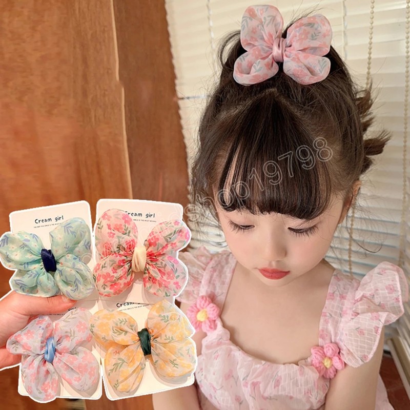 Alfinetes de cabelo coreano doce menina arco crianças bonito malha bowknot princesa grampos de cabelo acessórios para o cabelo do bebê acessórios para a cabeça