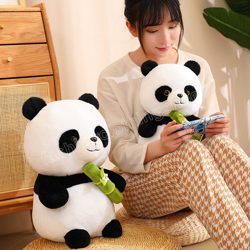 25 cm Kawaii Panda Knuffels Leuke bamboe Panda Beren met bamboe Plushie Doll Knuffeldier Speelgoed Voor Kinderen Gift