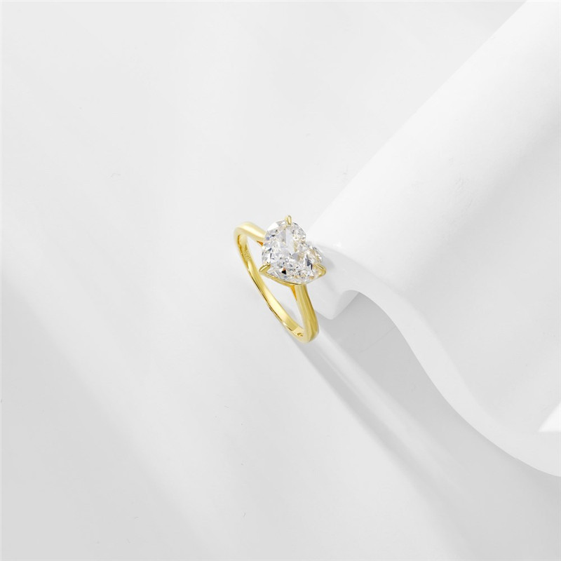 4CT Gold S925 Pierścień srebrnego serca dla kobiety 8a Cubic Zirconia White Love Małże Małże Pierłdy ślubne Women Luksusowe biżuterię Rozmiar 5-9