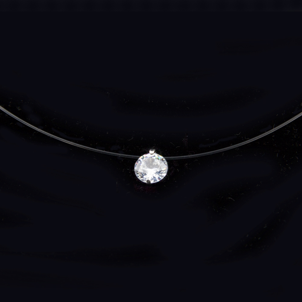 Femme Transparent Ligne De Pêche Collier Argent Couleur Invisible Chaîne Femmes Strass Collier Ras Du Cou Collier Femme