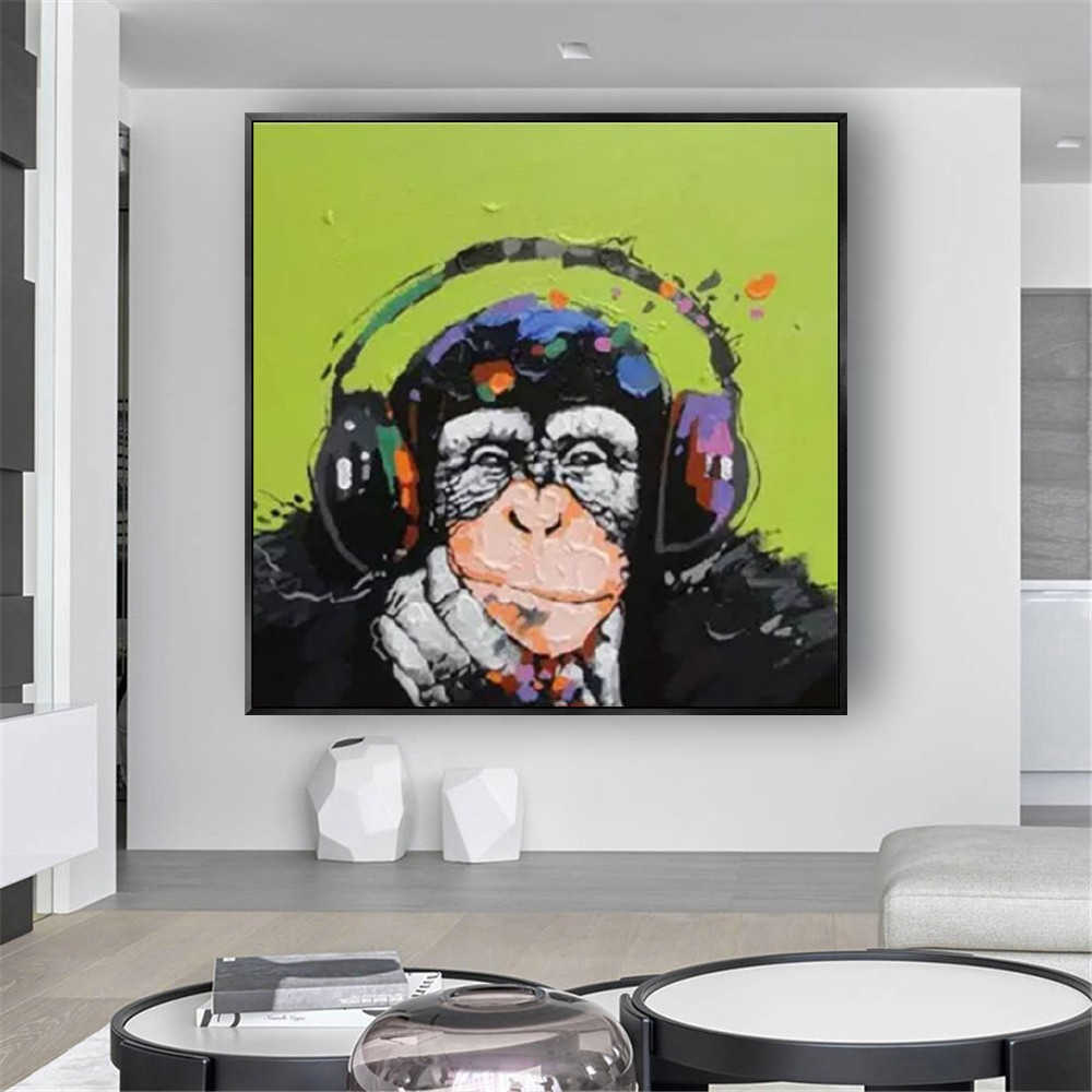 100% Hand-Painted Oil Painting On Canvas Abstract Animal African Gorilla Modern Large Salon Mural Art For Home Living Room Decor L230620