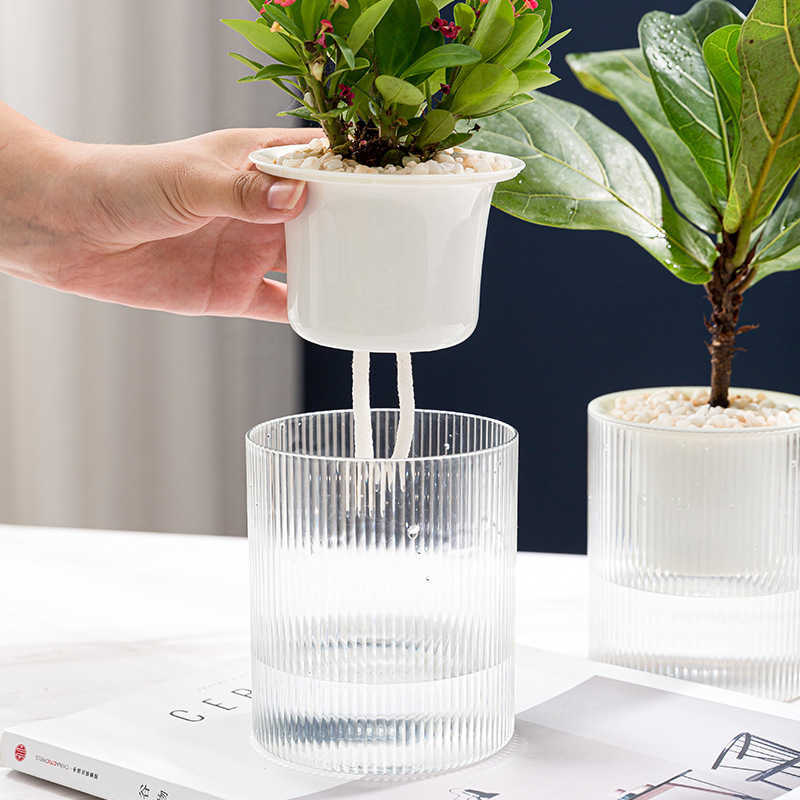 Vasos de plantas Vaso de alta qualidade com rega automática com recipiente de água Vaso de flores redondo decorativo e floreira para decoração de jardim R230620