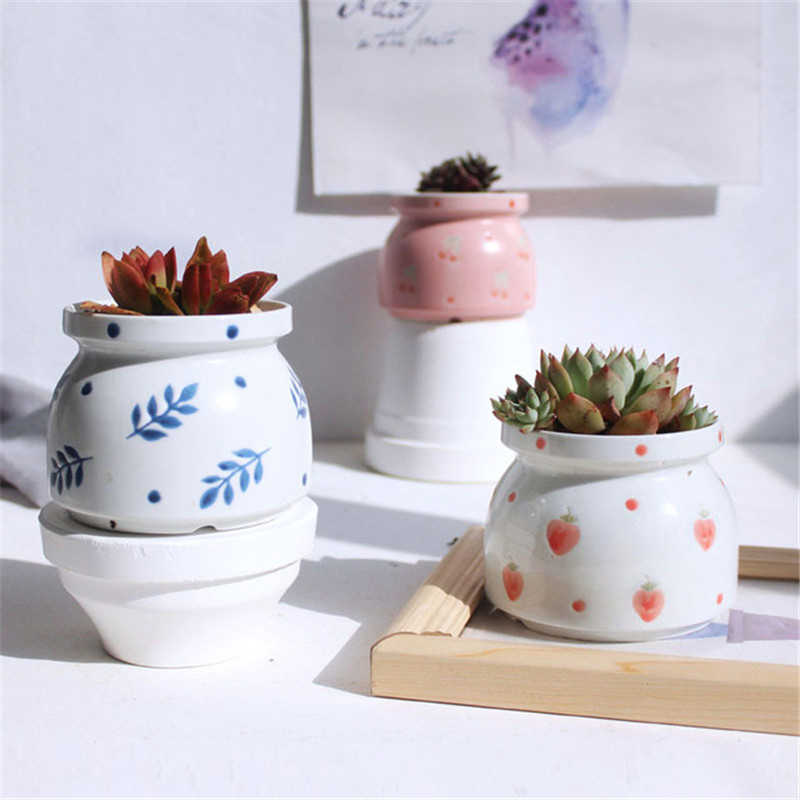 Planters POTS Succulent Plant Pot With Hole Floral Design Ceramic Planters Flowerpot Lovely Home Garden Bonsai Pots Gift Desktop Decor R230620