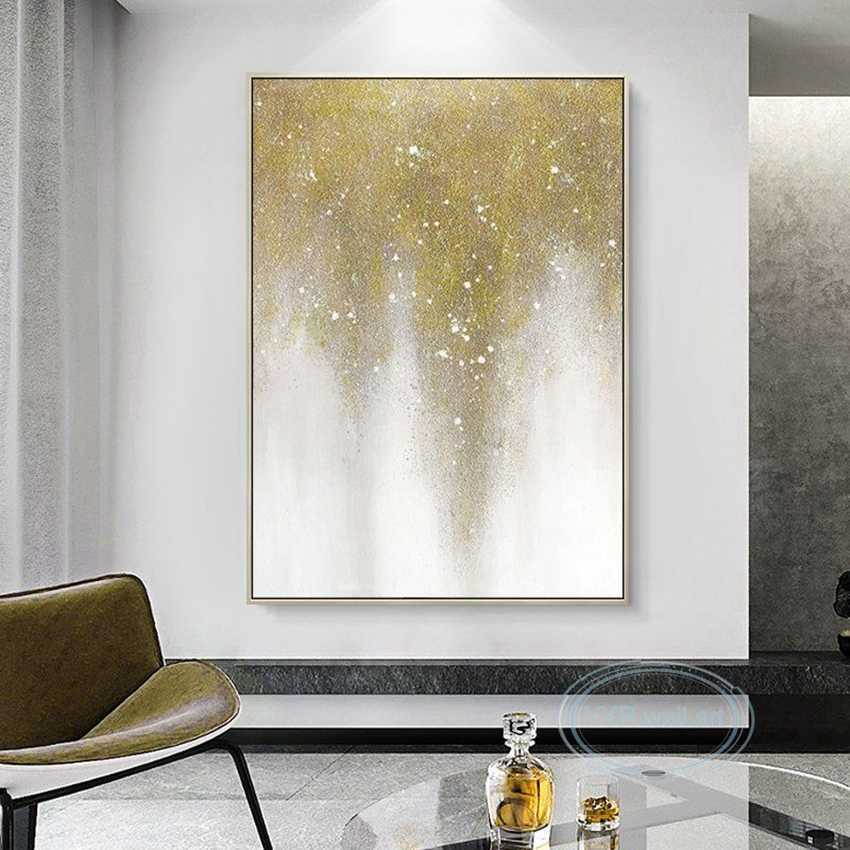 Wall Art Canvas Poster Abstract Decorative Mural Handmade Oil Painting Modern Yellow Aesthetic Hanging Picture Living Room Porch L230620