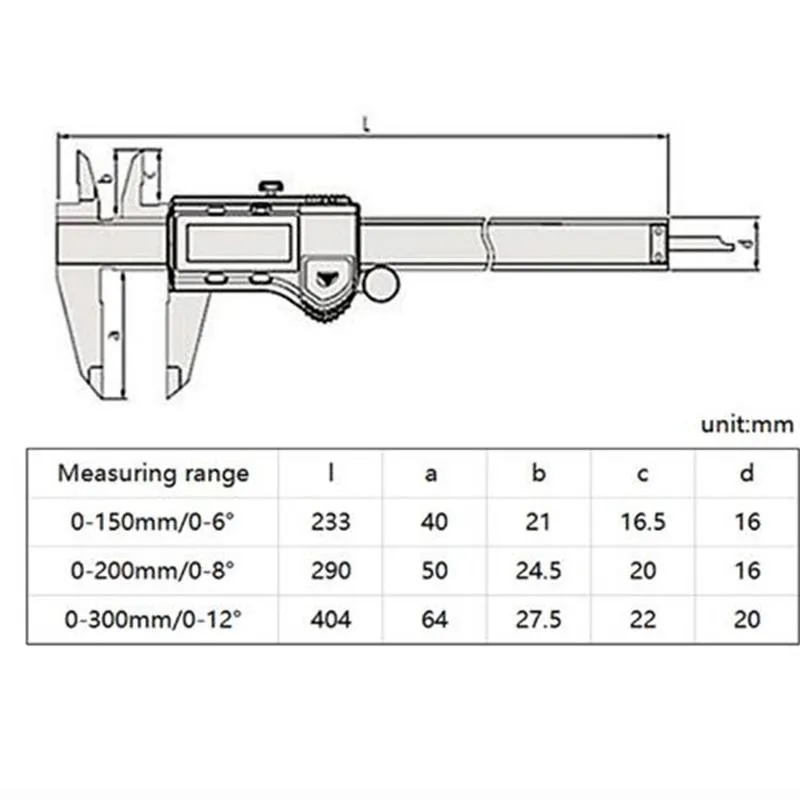 Marca LCD Digital Vernier Paquímetros 150 300 200mm 500-196-20 6 8 12 polegadas Paquímetro Eletrônico Medindo Aço Inoxidável 500-196 500-197 500-173