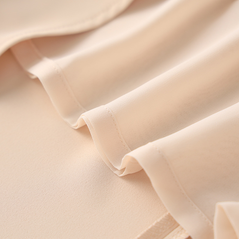 2023 Summer Apricot Solid Color Dress Short Sleeve V-Neck Knee-Length Casual Dresses W3L043207