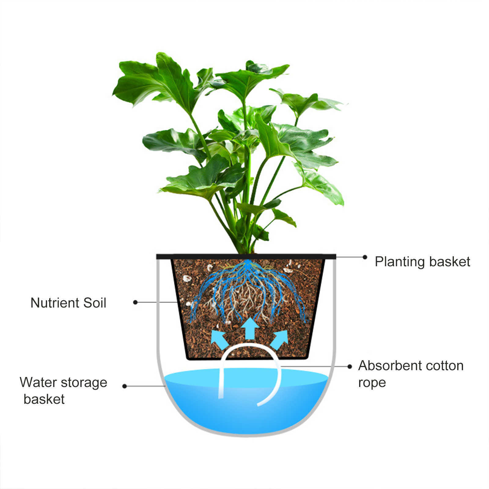 Plantadores Vasos de flores suspensos Vasos de flores suspensos com irrigação automática Cesta de vaso de plástico engrossado Cultivo de solo hidropônico Plantador preguiçoso R230620