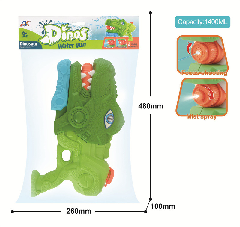 Pistola de água de dinossauro Desenhos animados infantis Ao ar livre Praia Piscina Luta de água Armas de água de grande capacidade Tyrannosaurus Rex