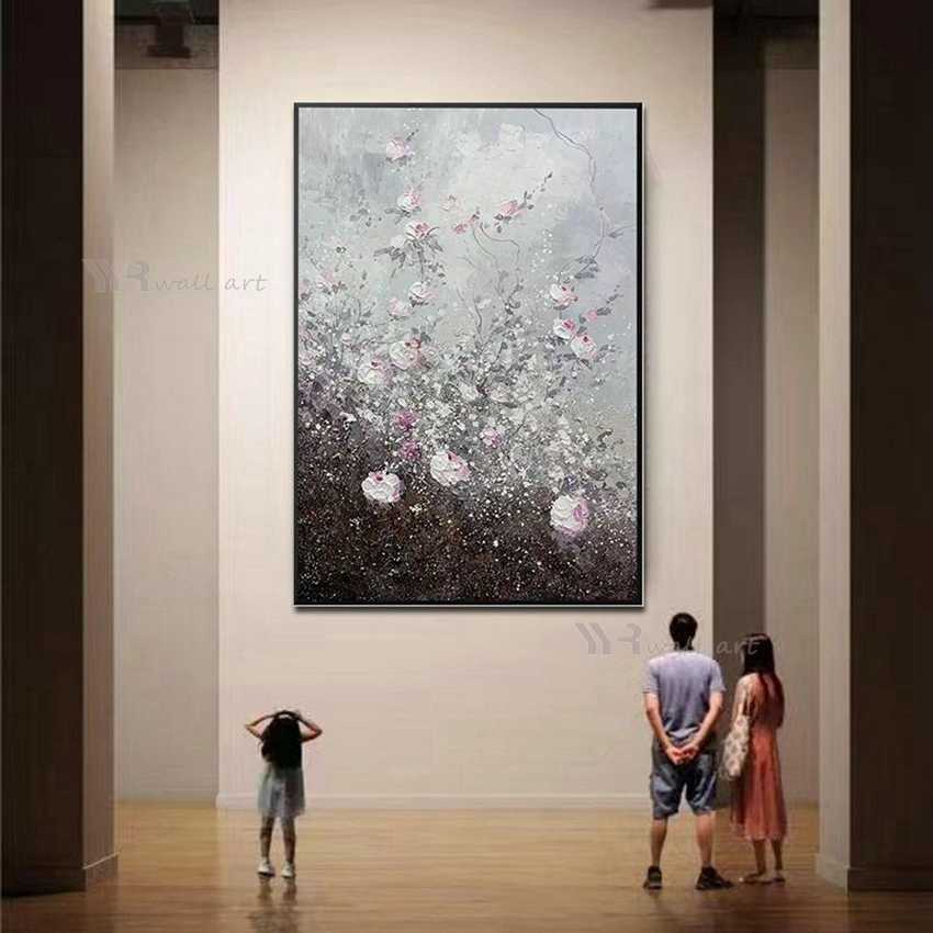 Decorazioni la casa di lusso personalizzate Grande murale Pittura a olio fatta a mano Fiori astratti Arte della parete Tela Poster appeso Soggiorno Camera da letto L230620