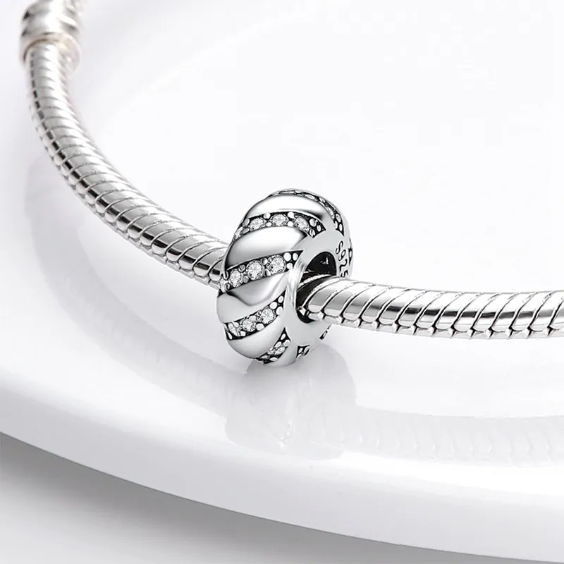 925 Silver Fit Pandora Charm 925 Bracelet Cat Paw Spacer Charm Heart Flower Stopper charms set Pendant DIY Fine Beads Jewelry