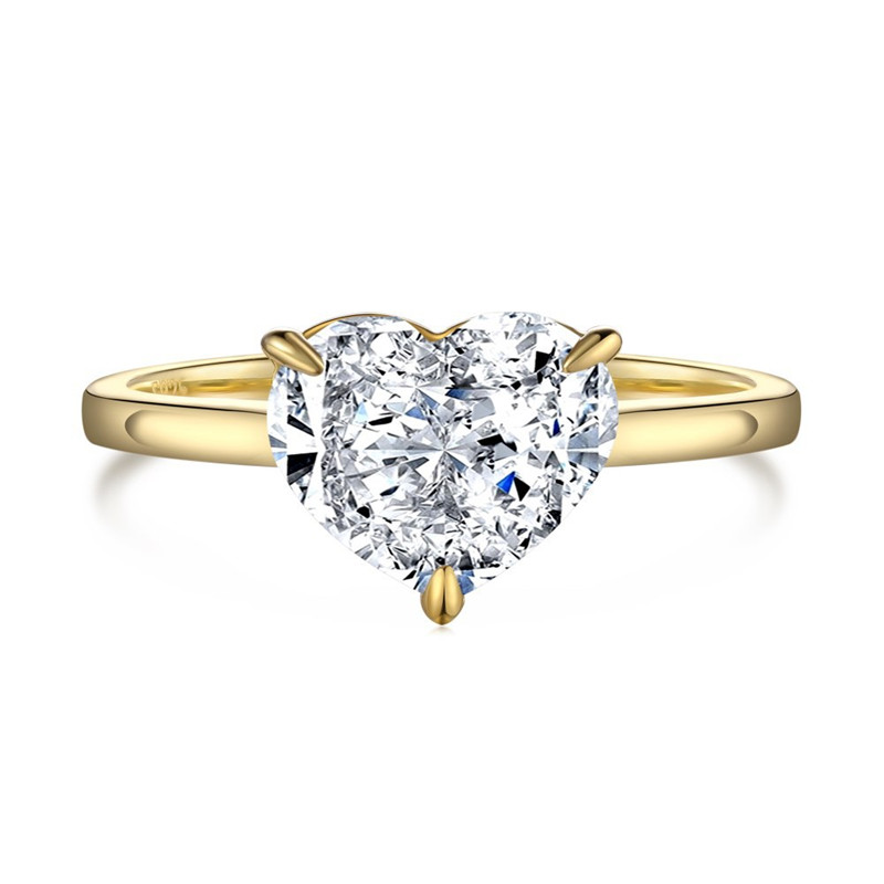 4CT Gold S925 Pierścień srebrnego serca dla kobiety 8a Cubic Zirconia White Love Małże Małże Pierłdy ślubne Women Luksusowe biżuterię Rozmiar 5-9