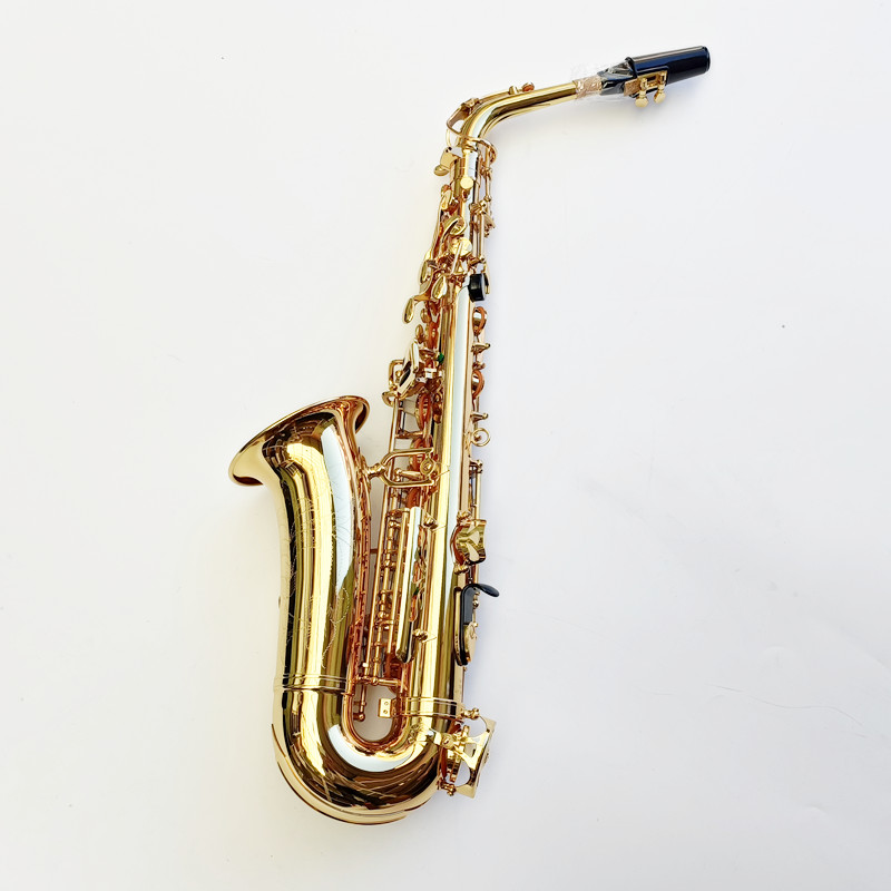Saxofone alto em tom de ouro Eb profissional 62 lacado padrão de gravação em latão Fabricação artesanal japonesa Instrumento de jazz sax alto com caixa