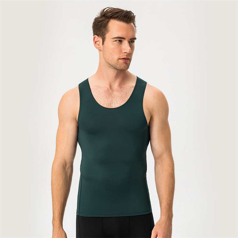 LL-1001 Men's Yoga Outfit Gym Vest Clothing Summer Exercise & Fitness Wear Sportwear Running Sleeveless Close-Fitting Shirts Tops Fast Dry Breathable