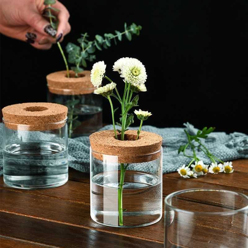 Planters Pots Creative Mini Hydroponic Plants Flower Pot Home Vase Decor Transparent Glass Abletop Green Plants Pots Home Living Room Decor R230620