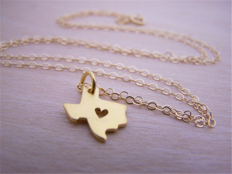 Couper State of Texas Collier Collier USA TX City Collier Géographie géométrique I Love Texas Colliers Gift Homet Vown