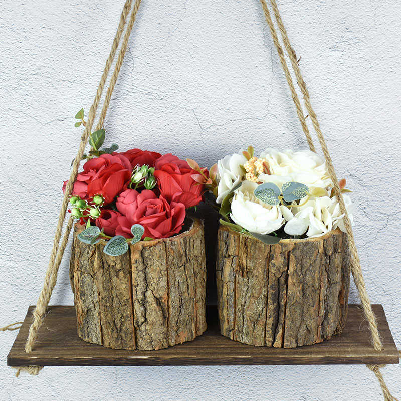 Planters POTS BARK Flower Pot Wood Stump Bark Flowerpot Planter Holder Home Indoor Outdoor Garden Plant Bonsai Wedding Decoration Supplies R230620