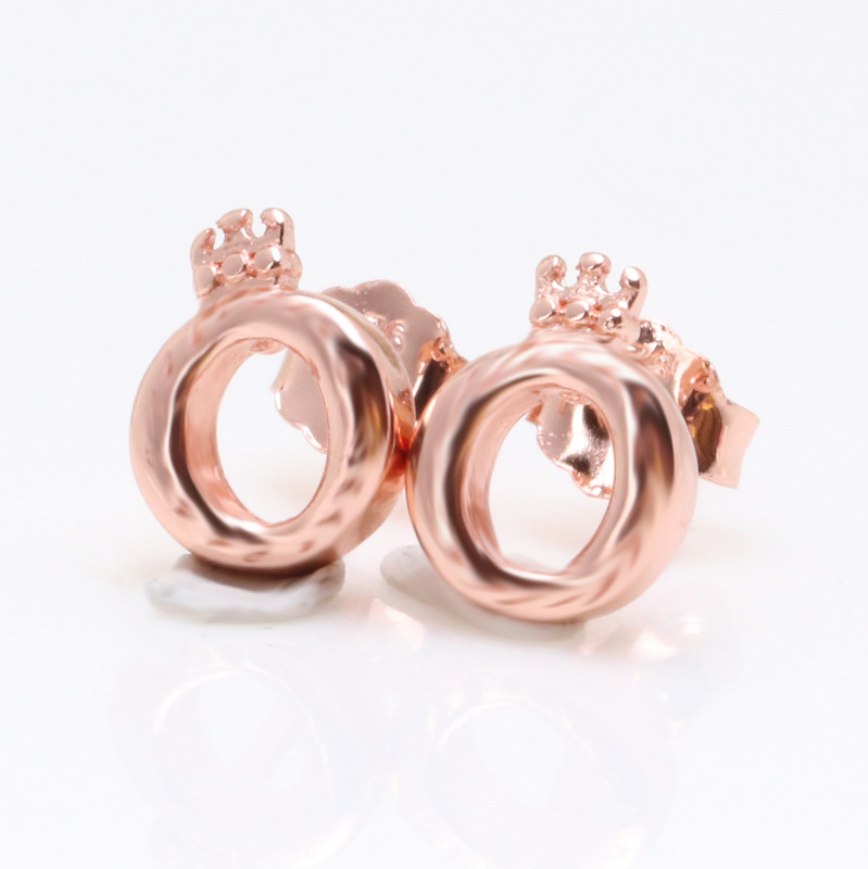 Nieuwe vrouwen ronde kroon oorbel vrouwelijke mode speciale aanbieding boutique merk cirkel oorbellen Rose goud zilver wit bruiloft sieraden cadeau