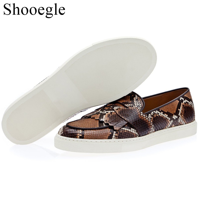 Men Oxford Shoes Snake Skin Prints Classic Style Dress Leather Shoes Coffee Black Slip-on Round Toe Formal Shoes Men New 2023