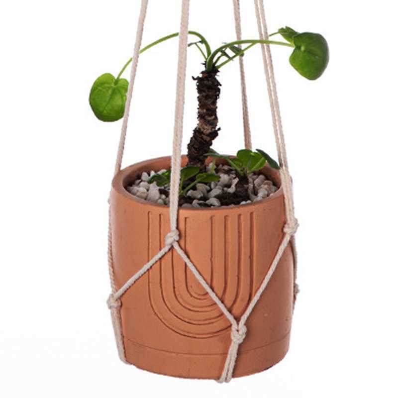 Planters POTS BOMOLLE REP HANGING Flower Pot Net Handmade Macrame Plant Hanging Basket Modern Style Plant Hanger för balkong inomhus R230620