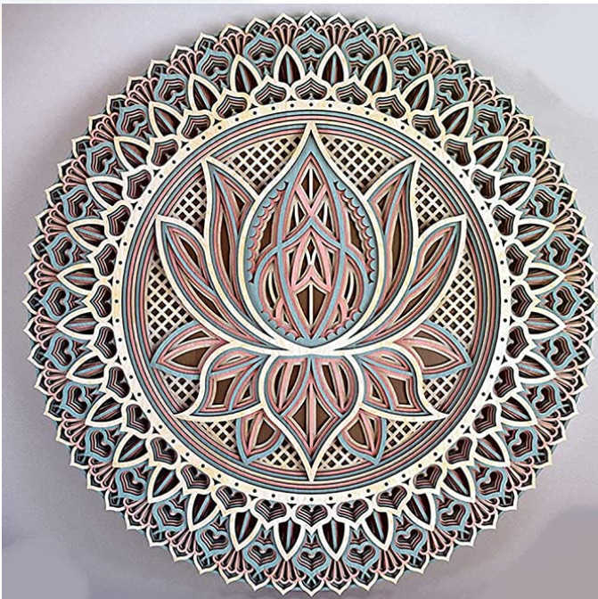 Datura fer Art décoration Lotus fleur Mandala mur Art métal artisanat Style bohème plat peintures murales décoration L230620