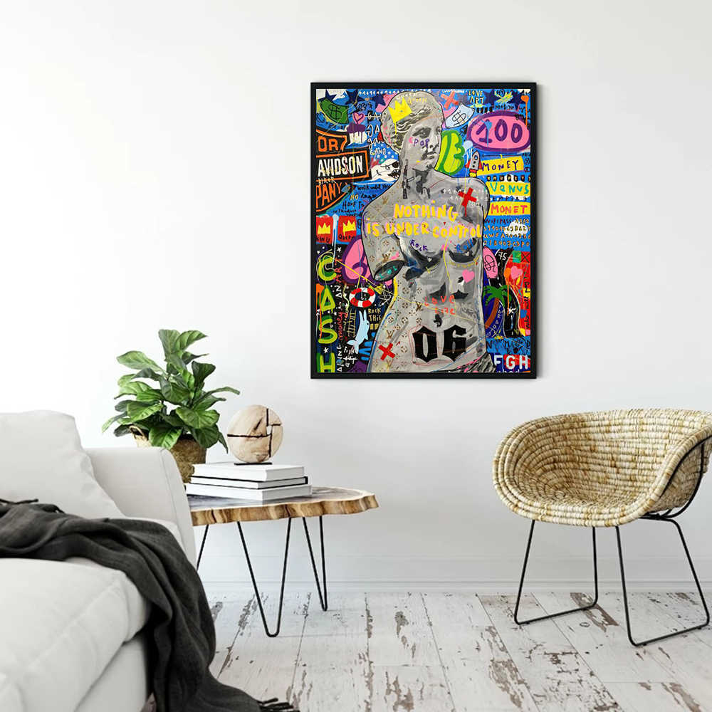 Graffiti di strada Astratto Personaggi famosi Wall Art Poster Modern Pop Kissing Canvas Paint Highend Home Decor Immagini murali Opere d'arte L230620