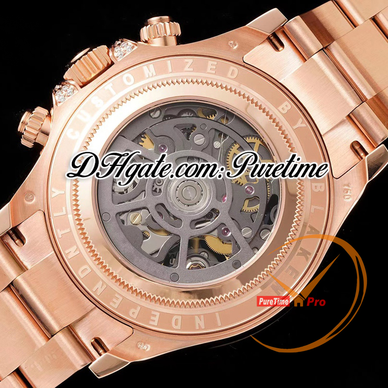 Getf BLACEL SA4130 Automatyczne chronograf szkieletowe szkielet męskie Zachowaj Rose Gold Rainbow Bezel 904L Bransoletka ze stali nierdzewnej Super Edition RELOJ HOMBRE Montre Puretime