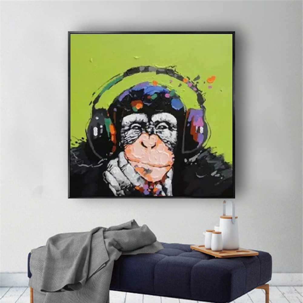 100% Peint À La Main Peinture À L'huile Sur Toile Abstrait Animal Africain Gorille Moderne Grand Salon Art Mural Pour La Maison Salon Décor L230620