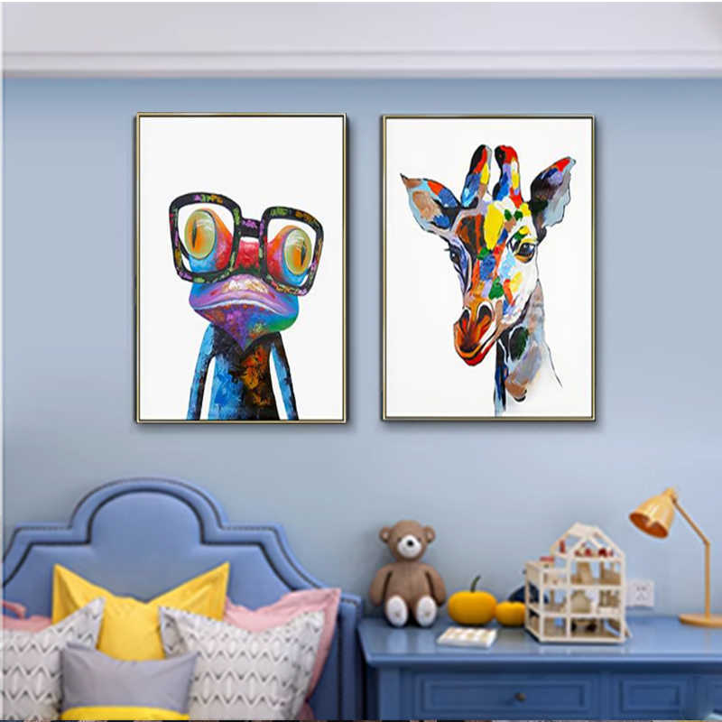 Pintura em tela texturizada de alta definição pôsteres de animais pintados e murais impressos de sala de estar arte abstrata decoração de casa L230620